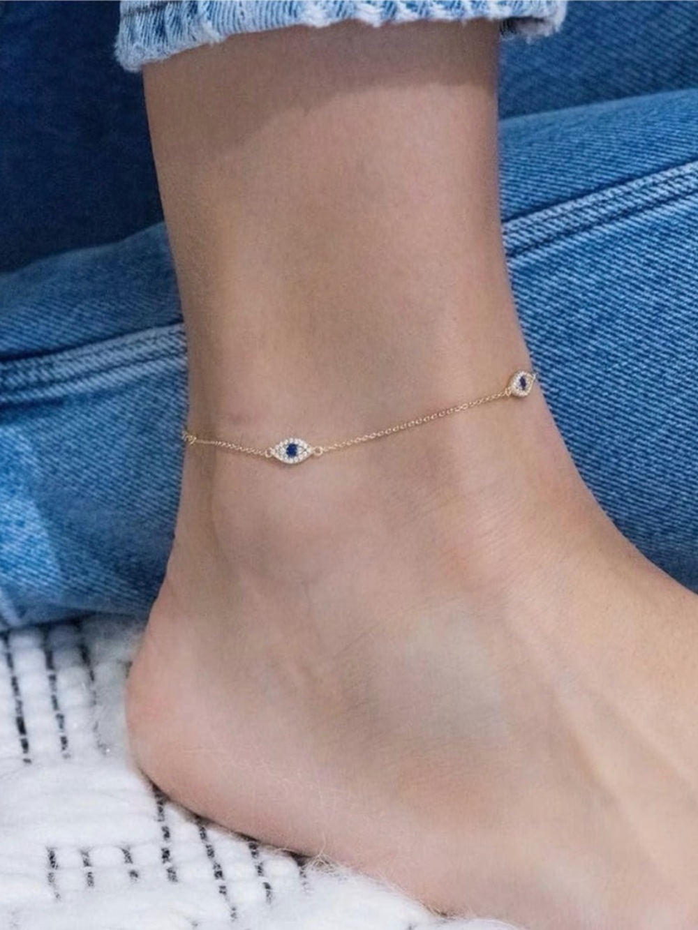 NEW 14K Gold Plated Blue Eye Anklet